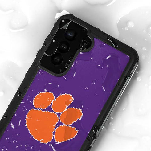 Clemson University Tiger Print Purple Galaxy S24 Plus Waterproof Case
